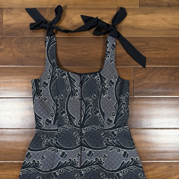 Antonio Melani x Jennifer Sumko Size 0 Black Scroll‎ Schwan Quilted Midi Dress - Picture 9 of 12